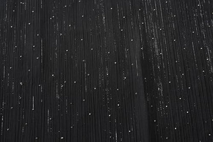 Women's Sheer Chiffon Shawl Wrap Scarf With Silver Thread,Lightweight Sparkling Rhinestone Versatile Hijab Stole - color: Black