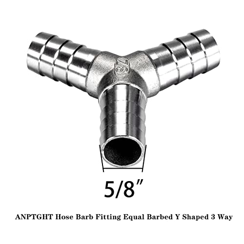 5/8" Hose Barb Fitting Equal Barbed Y Shaped 3 Way Wye Stainless Steel Tubing Joint Splicer Mender Adapter Union for Oxygen Tubing Pipe Household Fuel Gas Liquid Air with 3pcs Hose Clamps - size: 5/8 Inch, style: 1 Pcs
