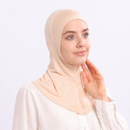 Modal Jersey Muslim Amira Instant Hijab Scarf for Women Jersey Hijab Undercaps - color: Beige