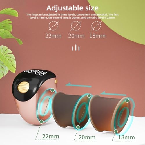 Smart Tasbih Zikr Rings, Interchangeable Tasbih Counter Rings, Adjustable Ring Finger Counter, APP Support Digital Counter Prayer Reminder Rings (Black) - color: Black