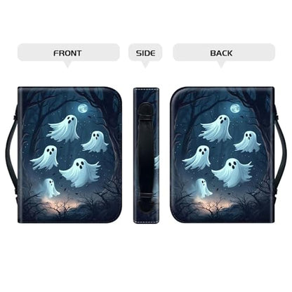 PU Leather Bible Cover with Handle & Pockets, Large Capacity Bible Case, Water-Resistant Scripture Organizer Bag with Bonus Card Holder, Christian Gift for Women & Men, Group of Ghosts - color: Group of Ghosts