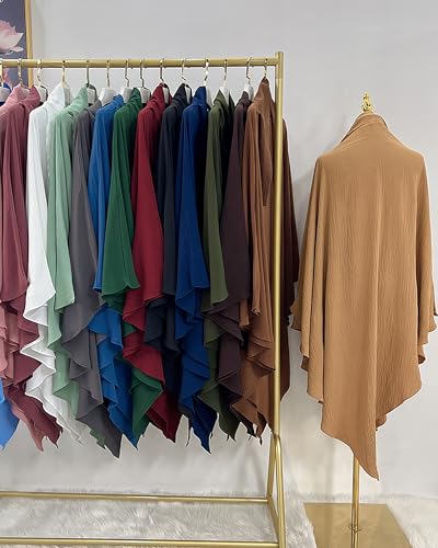 Muslim Prayer Abaya Islamic Women's Khimar Pure Color Hijab Dress Long Sleeve Dubai Kaftan - color: Brownhijab