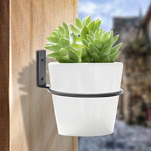 Jiozermi 2-Pack 4 inch Flower Pot Holder Ring, Wall Mounted Metal Planter Hanger, Indoor Use, Matte Black, 40 lbs Capacity | Wall Mounted Metal Planter Hanger, Indoor Use, Matte Black, 40 lbs Capacity - size: 4"