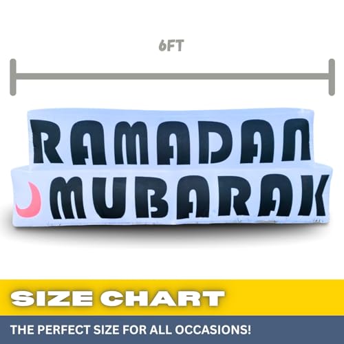 6FT Ramadan Inflatable Just Ramadan Mubarak! - Islamic Ramadan Decor for Outdoor Front/Back Lawns, Built-in LED Lights and Fan to Blow Up with Air, Iftar/Eid Gift