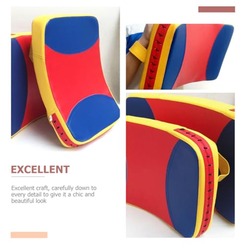 Taekwondo Kick Shield and Kicking Strike Pad, Large Three-Color Curved Kickboxing Body Protector with Handle for Martial Arts Training and Sparring