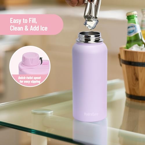 32 oz Insulated Water Bottle Pink Stainless Steel Flask | Keep Cold 24 Hours Hot 12 Hours - Leakproof Twist Spout Lid & Flex Handle - No Straw Metal Water Bottle for Yoga & Fitness - color: Rose Quartz