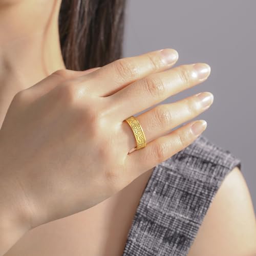 VASSAGO Stainless Steel Rings for Men Women Trendy Muslim Allah Ring Islam Arabic Shahada Ring Jewelry Gifts - color: gold, size: 9