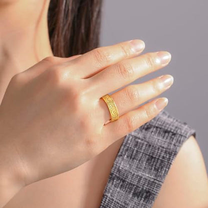 VASSAGO Stainless Steel Rings for Men Women Trendy Muslim Allah Ring Islam Arabic Shahada Ring Jewelry Gifts - color: gold, size: 9