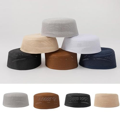 Knitted Cotton Turban Hat for Men Breathable Kufi Prayer Hat Ramazan Hijabs Caps Arabian Skull Hat - color: Bk, size: Large