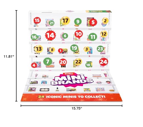 Mini Brands Advent Calendar by ZURU Limited Edition Advent Calendar, Includes Mini Brand Foodie & Toys, Mystery Collectibles Toys Comes with 24 Minis