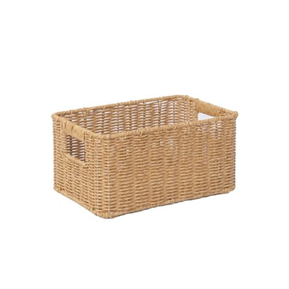 YRMT Rattan Storage Basket Pantry Baskets with Built-in Handles Wicker Baskets for Organizing Waterproof Woven Nature 12" x 8" x6" - size: 12"x8"x6"