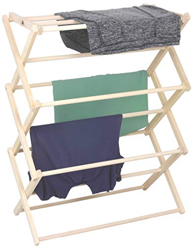 Pennsylvania Woodworks Premium American Maple Clothes Drying Rack - Handcrafted in Pennsylvania - Solid Wood Construction, Collapsible, Eco-Friendly Laundry Solution (Medium) - color: Medium | Flat Top