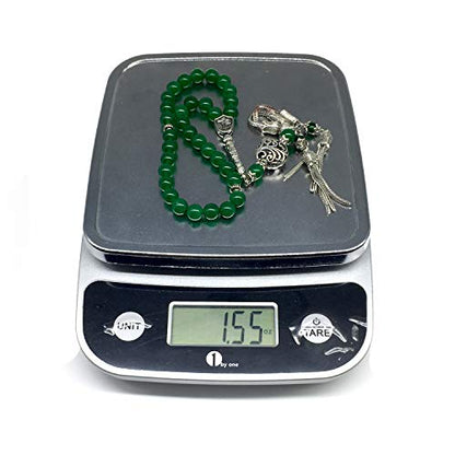 Design - Long & Stylist Tassels Worry Beads - Prayer Beads (8 mm-33 Beads) Tesbih-Tasbih-Tasbeeh-Misbaha-Subha-Sebha-Sibha-Rosary (Green Jade Natural Stone) - color: Green Jade Natural Stone
