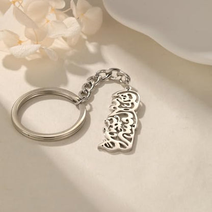 Calligraphy Keychain Verily With Hardship Comes Ease Arabic Quote 18K Gold Plated Durable Key Ring Religious Gift - color: Steel