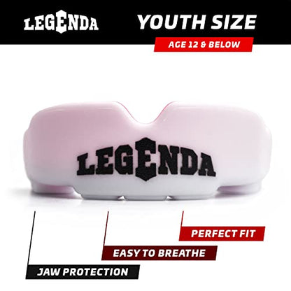 Legenda Sports Mouthguard for Kids (w/Case), Professional Mouthguard for Boxing, MMA, Karate, Football, BJJ, Martial Arts, Rugby, Lacrosse, Hockey (White/Pink) - color: White-pink