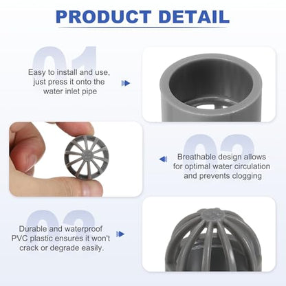 PATIKIL 1.3 Inch (32mm) Fish Cover Permeable Cap, 4 Pcs PVC Breathable Cap Aquarium Guard Fish Tank Intake Cover, Gray - color: Gray, size: 1.3Inch(32mm)