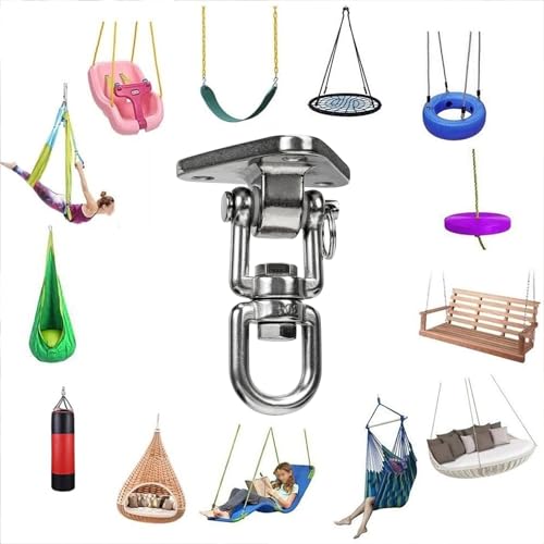 Stainless Steel Swing Hanger Heavy Duty 180°+360° Swivel Swing Hook Swing Hardware Kit for Yoga Swing Hammock Chair Porch Swing Sets Heavy Punching Bag 1500 LB Capacity - size: 3 Holes-2