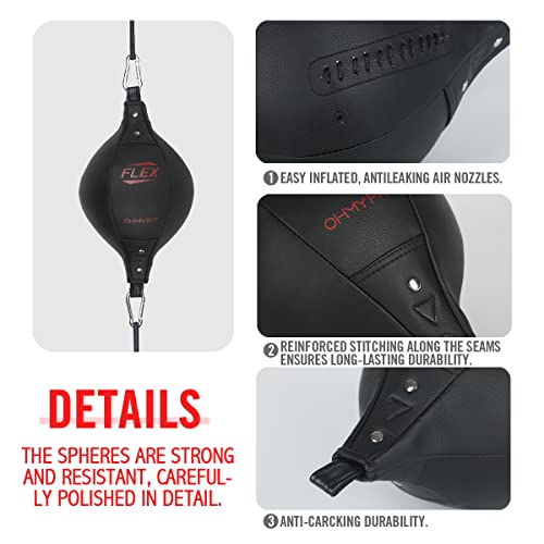Flex Double End Punching Bag - Bungee Cords w/Special Flex Adjustable System - Durable Bladder Speed Bag - Boxing Training Equipment for Adults - Home Gym Accessories - style: Elliptical