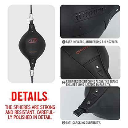 Flex Double End Punching Bag - Bungee Cords w/Special Flex Adjustable System - Durable Bladder Speed Bag - Boxing Training Equipment for Adults - Home Gym Accessories - style: Elliptical