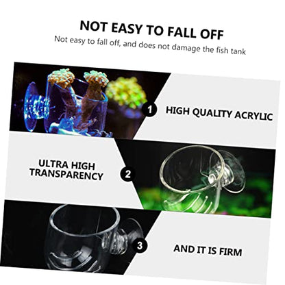Yardwe 2pcs Transparent Food Holder for Fish Tank Feeding Supplies Acrylic Feeder Cups Easy to Clean and Store for Live and Fish Food Promotes Healthy Eating