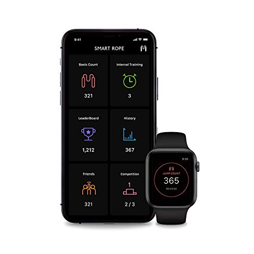 Tangram Smart Rope Rookie – Smart Jump Rope with Counter & App, Bluetooth Fitness Tracker, Adjustable Jump Rope for Weight Loss, Cardio, HIIT & Home Workouts - color: Black