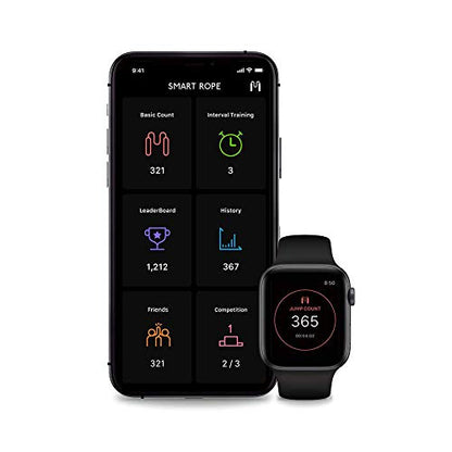 Tangram Smart Rope Rookie – Smart Jump Rope with Counter & App, Bluetooth Fitness Tracker, Adjustable Jump Rope for Weight Loss, Cardio, HIIT & Home Workouts - color: Black
