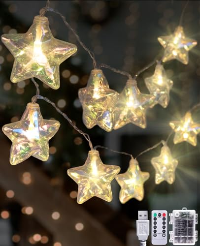 AceList Star LED String Lights – USB/Battery - Powered 20 LED Twinkling Fairy Lights with Remote, 8 Modes, Waterproof Design for Indoor/Outdoor, Christmas, Wedding, Bedroom Ambiance - color: Warm