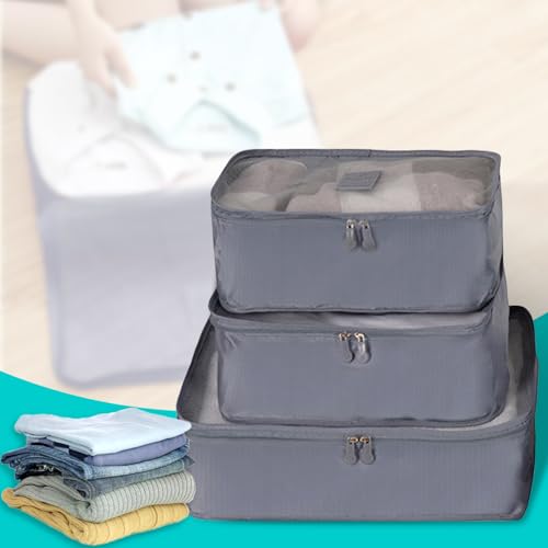 Packing Cubes 3 Set Travel Organizer Bags Mesh Packing Compression Bags Luggage Packing Cubes for Suitcases Travel Accessories (Gery) - color: Grey Mesh Bag 3 Set