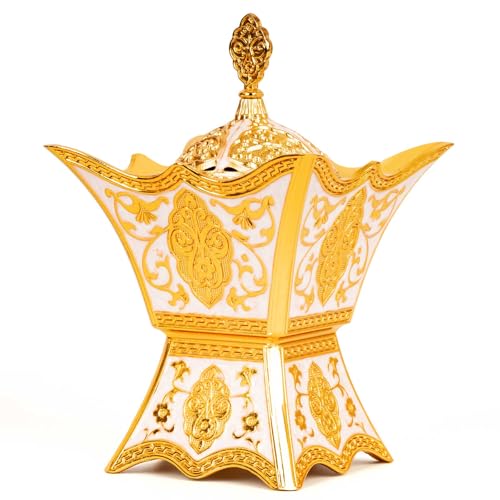 Bakhoor Incense Burner, Charcoal Incense Burner - for Yoga, Spa Aromatherapy, Office & Home Decor, Trophy Shape (Gold) - color: Gold