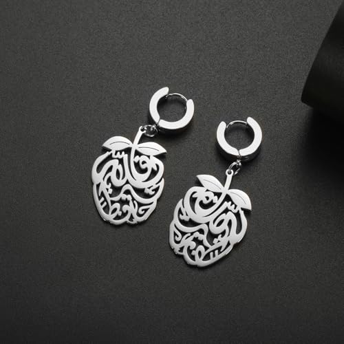 Pomegranate Arabic Calligraphy Earrings Islamic Blessing Love Hope Earrings Persian Muslim Amulet Religious Jewelry Eid Ramadan Gift for Women - color: ailver 2