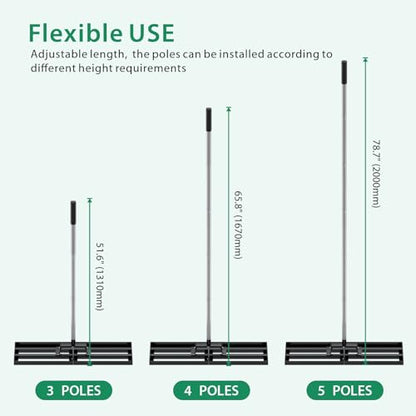 Lawn Leveling Rake 30"x10" with 78" Adjustable Stainless Steel Extened Handle,Heavy-Duty Leveling Tool for Garden, Yard & Landscaping