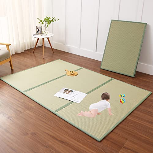 Natural Igusa Rush Grass Floor Tatami Mat,Twin, 79" x 39" x 0.5" | Japanese Portable Folding Firm Traditional Bed Mattress, Foldable Pad Futon,for Sleeping,Sitting,Yoga,Relaxing,Zen - size: Twin