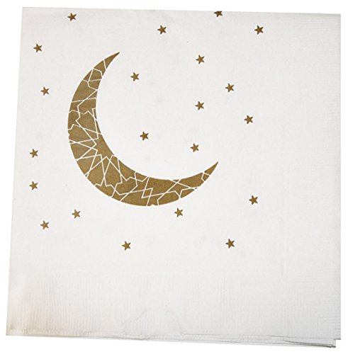 Zaffron Ramadan and Eid Gold Crescent Moon Party Packs (Napkins, Toppers, and Balloons) - color: Napkins, Toppers, and Balloons