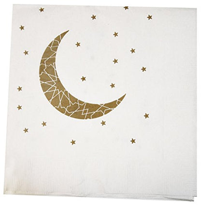 Zaffron Ramadan and Eid Gold Crescent Moon Party Packs (Napkins, Toppers, and Balloons) - color: Napkins, Toppers, and Balloons