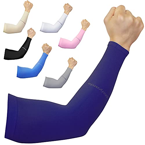 Cooling Arm Sleeves for Men & Women, UPF 50+ UV Protection - color: Dark Blue-wrist