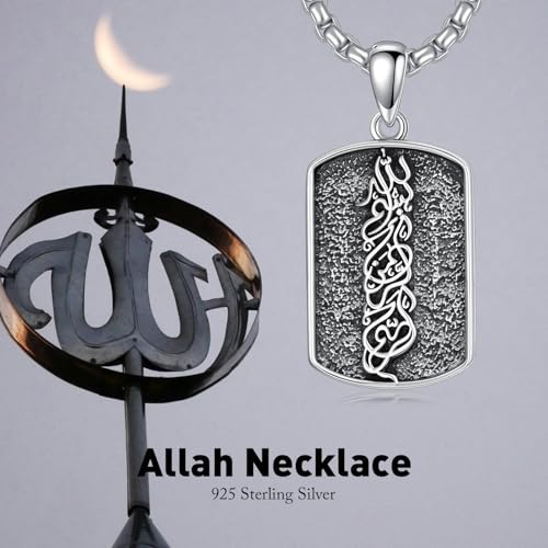 Allah Necklace 925 Sterling Silver Lotus Allah Pendant Arabic Muslim Jewelry for Women Men - style: Style-3
