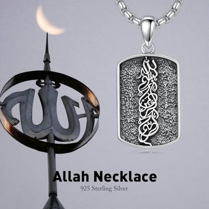 Allah Necklace 925 Sterling Silver Lotus Allah Pendant Arabic Muslim Jewelry for Women Men - style: Style-3