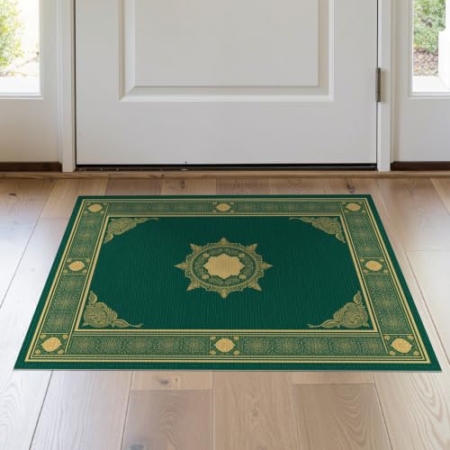 2'x3' Green Deep Islamic Prayer Design Washable Doormat - color: Green/Pattern 16, size: 2' x 3' (Rectangular)