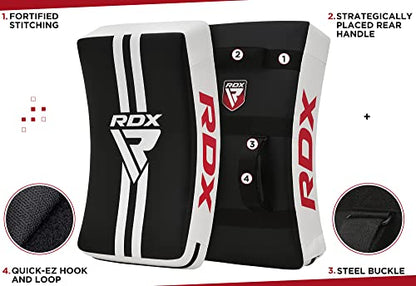 RDX Kick Shield Muay Thai Kickboxing, Heavy Curved Kicking Striking Body Pad, Punching Foot Target MMA Boxing Training, 3 Padded Handles, Martial Arts Karate TKD Taekwondo (ONE PAD ONLY)