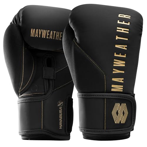 Hayabusa Mayweather Champ Boxing Gloves for Men and Women - color: Black/Gold, size: 10oz