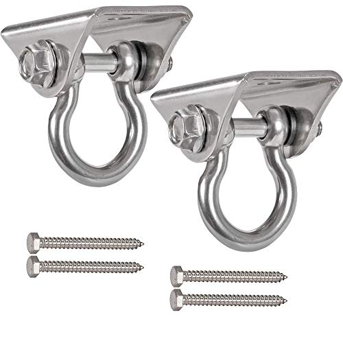 Set of 2 Heavy Duty 180° Swing Hangers, Stainless Steel Swing Hook for Ceiling Wooden Porch Swing Hanging kit Playground Gym Rope Boxing Bag Hammock Chair Yoga Swing Mount 1000 lb Capacity - style: 2 Pack
