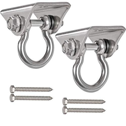 Set of 2 Heavy Duty 180° Swing Hangers, Stainless Steel Swing Hook for Ceiling Wooden Porch Swing Hanging kit Playground Gym Rope Boxing Bag Hammock Chair Yoga Swing Mount 1000 lb Capacity - style: 2 Pack