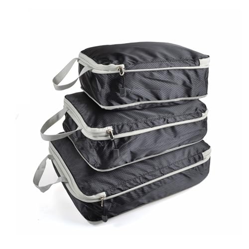 3 - Piece Travel Storage Organizer Set | Water - Resistant Nylon Luggage Pouches for Clothes, Underwear & Small Items | Compact Sorting Bags for Business Trips & Vacations(Black) - color: Black