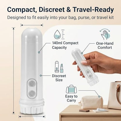 Portable Bidet Sprayer 140ml – Compact Handheld Travel Bidet Bottle for Personal Hygiene & Camping – Adjustable Gentle Water Spray, Lightweight & Easy to Carry for Fresh Cleaning Anywhere.