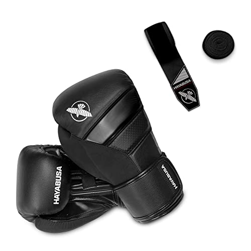 Hayabusa T3 Boxing Gloves 14oz, Perfect Stretch 4.0 Boxing Hand Wraps 180 Inches - All Items are Black