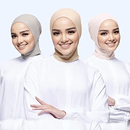 2 Pieces Jersey Muslim Inner Cap Stretch Turban Hijab Islamic Underscarf Bonnet Head Wear Neck Cover - color: Black+coffee
