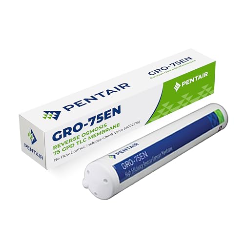Pentair GRO-75EN RO Membrane 75 GPD with No Flow Control 4002575 – 1:1 Ratio High Efficiency TLC Encapsulated Reverse Osmosis Element with 1/4 Inch with Permeate Check Valve - size: 75 GPD No Flow Control