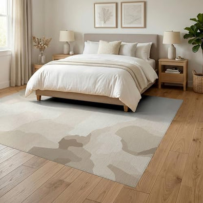 6'x9' Washable Abstract Gradient Area Rug, Taupe Foldable Non-Slip Large Carpet Foldable Easy Care Carpet for Queen Size Bedroom, Under Bed, Master Bedroom | Ref:1910383 - color: Beige/Pattern 11, size: 6' x 9' (Rectangular)