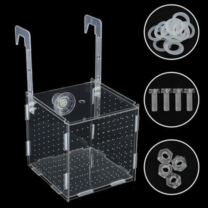 Fish Breeder Box for Fish Tank, Acrylic Fish Tank Divider, Easy to Install, 5.91"x5.91"x5.91", Clear, 1 Set - size: 5.91"x5.91"x5.91"