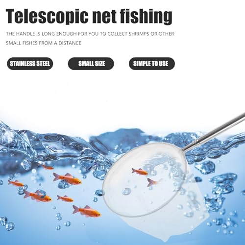 SOLUSTRE Fine Mesh Fish and Shrimp Net with Telescopic Stainless Steel Handle 3D Small Fish Tank Net for Aquarium and Brine Shrimp Catching